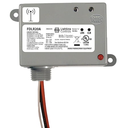 Functional Devices-Rib Wireless Lighting Relay, Transceiver/Repeater, 24 Vac/dc Input, SPDT r FDLR20A